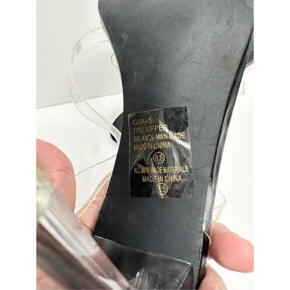 Chase + Chloe Sandals Womens Size 8.5 Clear Embellished Strappy Heels With Bow - Picture 8 of 10